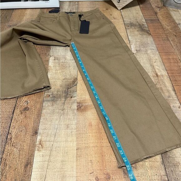 Risen frayed hem High-Rise Cropped Wide Leg Jeans tan RDP1241 size 29 nwt - Picture 12 of 16